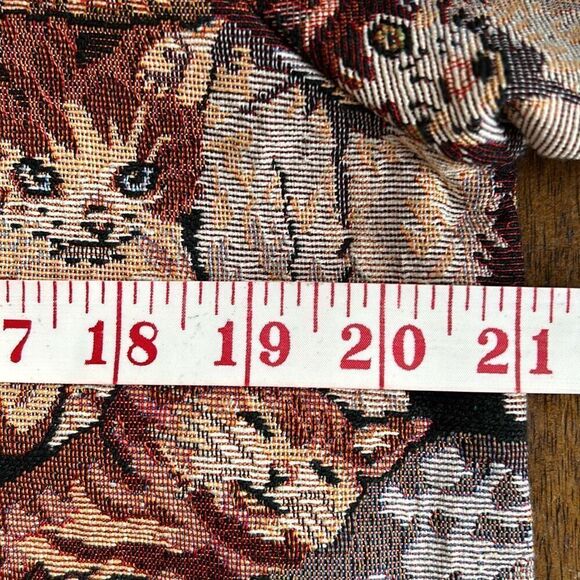 1990’s Cat Tapestry Collared Overcoat with Large Pockets and Metal   Buttons Bla - Picture 9 of 11